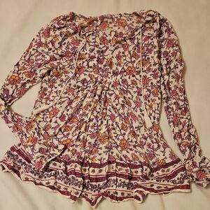 Old Navy Maternity Pink and Cream Ruffled Blouse